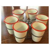 LR - Hearth and Hand with Magnolia 7pc 17oz Enamelware Drink Caddy Set