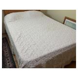 BR - Vintage Handmade Popcorn Crochet Full Size Bedspread Coverlet