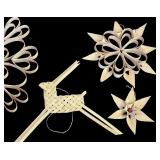 BR - Set of 4 Woven Straw Ornaments Scandinavian Style