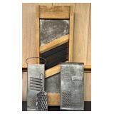 LL - Vintage Cabbage Slicer and Metal Cheese Graters Set