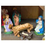 LL - Vintage Nativity Scene Manger Set with Figures and Animals