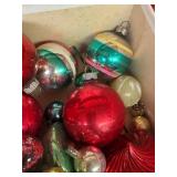 LL - Collection of Vintage Glass Christmas Ornaments with Assorted Shapes
