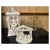 LL - Mikasa Holiday Elegance Nativity, Angel Lantern, and Glass Christmas Tree Decor Set