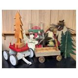 LL - Country Style Christmas Decor Collection with Wooden Trees, Angel and Santa