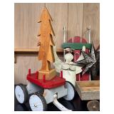 LL - Country Style Christmas Decor Collection with Wooden Trees, Angel and Santa