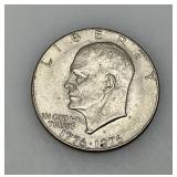 1776-1976 (D) Eisenhower Liberty Bell And Moon One US Dollar Bicentennial Type One Wide Print
