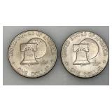 1776-1976 (D) Eisenhower Liberty Bell And Moon One US Dollar Bicentennial Type Two Thin Print