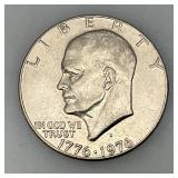 1776-1976 (D) Eisenhower Liberty Bell And Moon One US Dollar Bicentennial Type One Wide Print