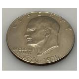 1776-1976 (D) Eisenhower Liberty Bell And Moon One US Dollar Bicentennial Type One Wide Print