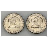 1776-1976 (D) Eisenhower Liberty Bell And Moon One US Dollar Bicentennial Type Two Thin Print