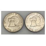 1776-1976 (No Mint Mark) Eisenhower Liberty Bell And Moon One US Dollar Bicentennial Type Two Thin Print