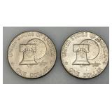 1776-1976 (D) Eisenhower Liberty Bell And Moon One US Dollar Bicentennial Type Two Thin Print