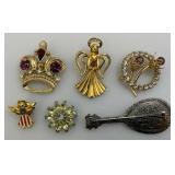 Misc. Vintage Costume Jewelry Brooches, Crosses & More