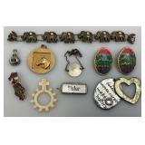 Misc. Vintage Costume Jewelry Brooches, Crosses & More