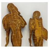 27" Vintage Hand Carved Wooden Man And Woman Harvester Figures