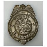 Vintage Private Detective Badge 1 1/4" x 2 3/8"