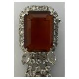 Vintage Ornate Bejeweled Brooch  1" x 2 3/4"
