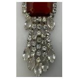 Vintage Ornate Bejeweled Brooch  1" x 2 3/4"
