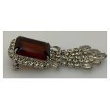 Vintage Ornate Bejeweled Brooch  1" x 2 3/4"