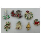 Misc. Vintage Colorful Christmas Brooches