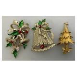 Misc. Vintage Colorful Christmas Brooches
