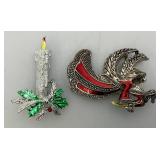 Misc. Vintage Colorful Christmas Brooches