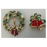Misc. Vintage Colorful Christmas Brooches