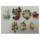 Misc. Vintage Colorful Christmas Brooches