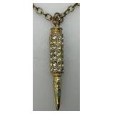 Vintage Swarovski Style Bullet Shaped Spinner Pendant And Necklace