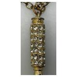 Vintage Swarovski Style Bullet Shaped Spinner Pendant And Necklace