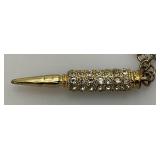 Vintage Swarovski Style Bullet Shaped Spinner Pendant And Necklace