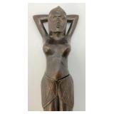 Hand Carved Wooden Polynesian Girl Nut Cracker  12"