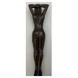 Hand Carved Wooden Polynesian Girl Nut Cracker  12"