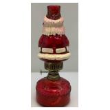 Vintage Ornate Glass Santa Oil Lamp