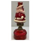 Vintage Ornate Glass Santa Oil Lamp