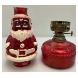 Vintage Ornate Glass Santa Oil Lamp