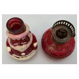 Vintage Ornate Glass Santa Oil Lamp