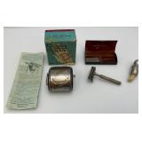 Vintage Razor, Razor Sharpener And Shaving Cream Brush Made In Germany