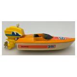 Vintage Miniature Ski Streak Wind Up Plastic Bathtub Boat (WORKS)