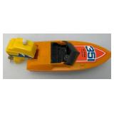 Vintage Miniature Ski Streak Wind Up Plastic Bathtub Boat (WORKS)