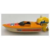 Vintage Miniature Ski Streak Wind Up Plastic Bathtub Boat (WORKS)