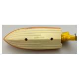 Vintage Miniature Ski Streak Wind Up Plastic Bathtub Boat (WORKS)