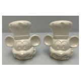 Vintage RARE Chef Mickey, Mickey Mouse Pottery Salt And Pepper Shakers