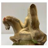 Antique Chalkware Indian Chief On Horse Sculpture 10 3/4" H  x 8 1/2" W x 2 1/2"