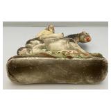 Antique Chalkware Indian Chief On Horse Sculpture 10 3/4" H  x 8 1/2" W x 2 1/2"