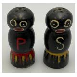 Small Wooden Elephant Salt And Pepper Shakers & Toothpick Holder