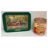 Two Vintage Collectible Advertising Items Including Coca-Cola Serving Tray And Bordon