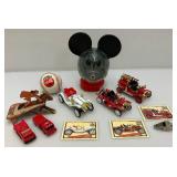 Misc. Vintage Toys Including 1968 Mickey Mouse Bubble Gum machine Topper And More