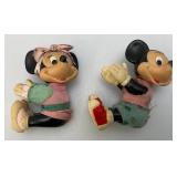 Vintage Mid Century Disney Mickey And Minnie Mouse Pancil Huggers/Straw Toppers Rubber With Clip On hands