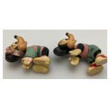 Vintage Mid Century Disney Mickey And Minnie Mouse Pancil Huggers/Straw Toppers Rubber With Clip On hands